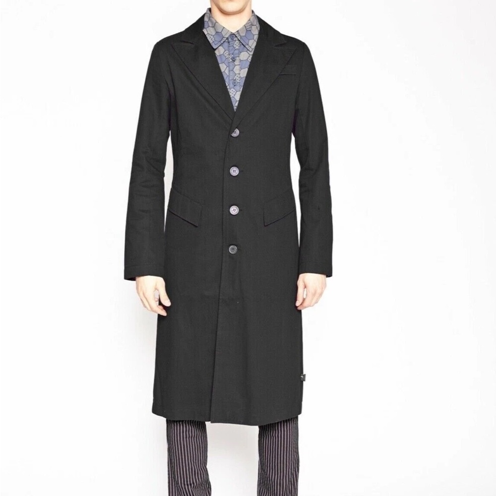 Tripp NYC Mens Unisex Womens S Black Button Front Trench Coat Fall Goth Matrix